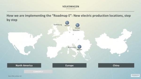 Volkswagen Roadmap E „Roadmap E” - zakłady produkcyjne EV w 2017r.