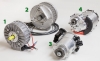 Silniki trakcyjne w motocyklach Brammo - 1) Enertia, 2) prototyp Empulse, 3) Empulse R i 4) Empulse RR
