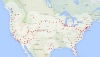 sieć stacji szybkiego ładowania Tesla Motors w Ameryce Północnej - 26 wrzesień 2014r.