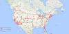 sieć stacji szybkiego ładowania Tesla Motors w Ameryce Północnej - 28 sierpnia 2015r.